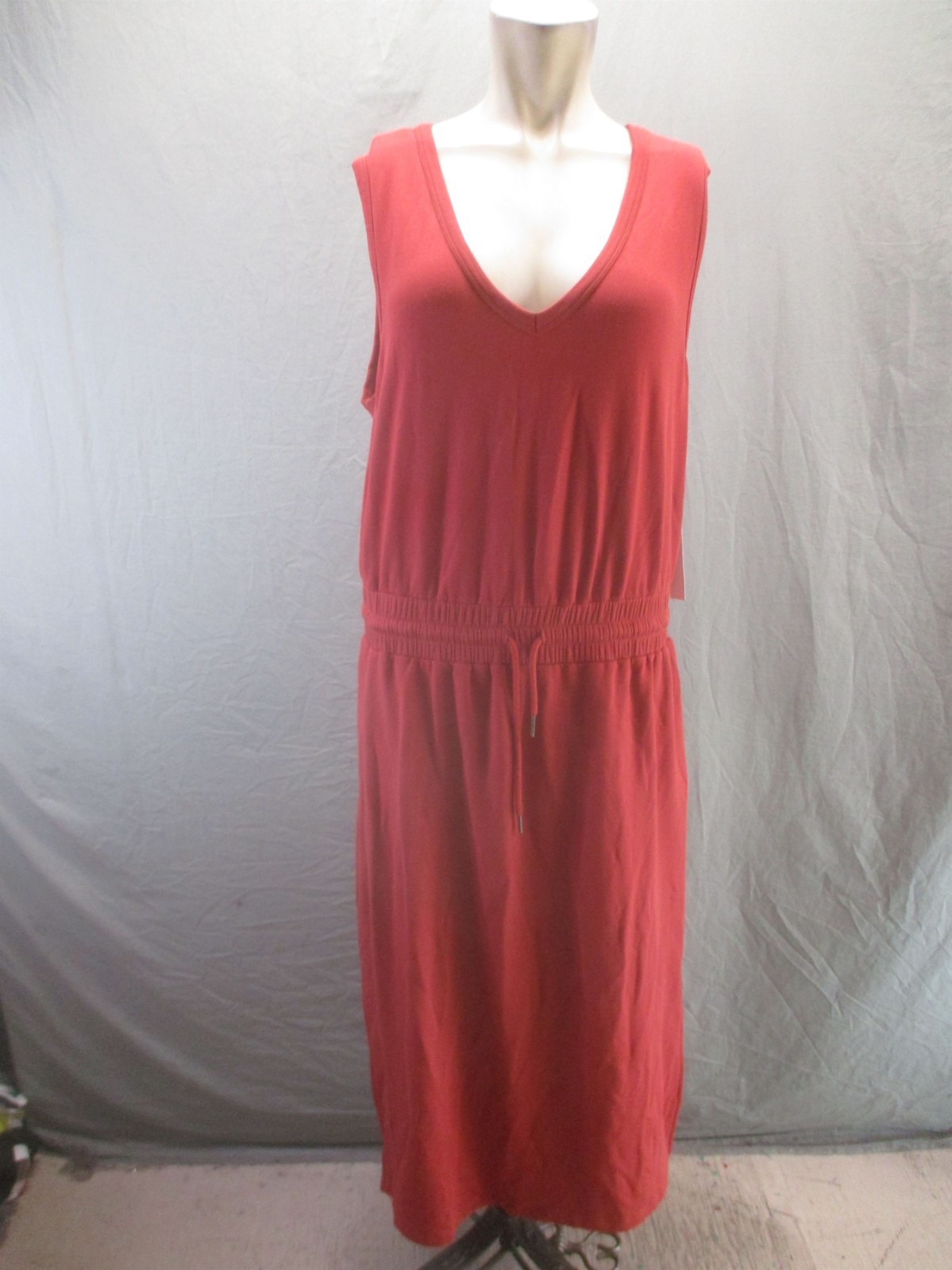 NWT CASLON Size XL Womens Cotton Modal Drawstring Sleeveless Maxi Tank Dress 924