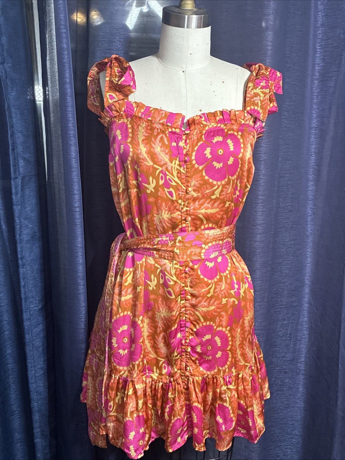 Floral Print Mini Dress Cleobella Rowan XS Spring Summer Dress All overprint