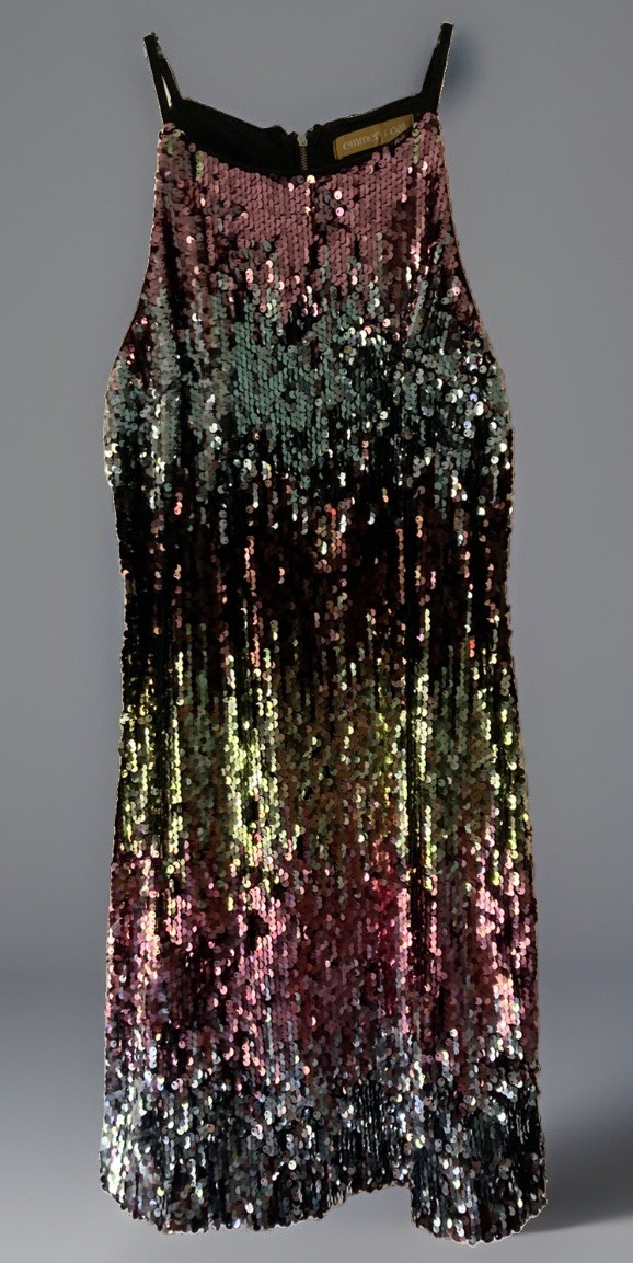 Emmer & Oat Ladies Cocktail Sequin Dress Size Med Pink Silver Black Fancy ~NEW