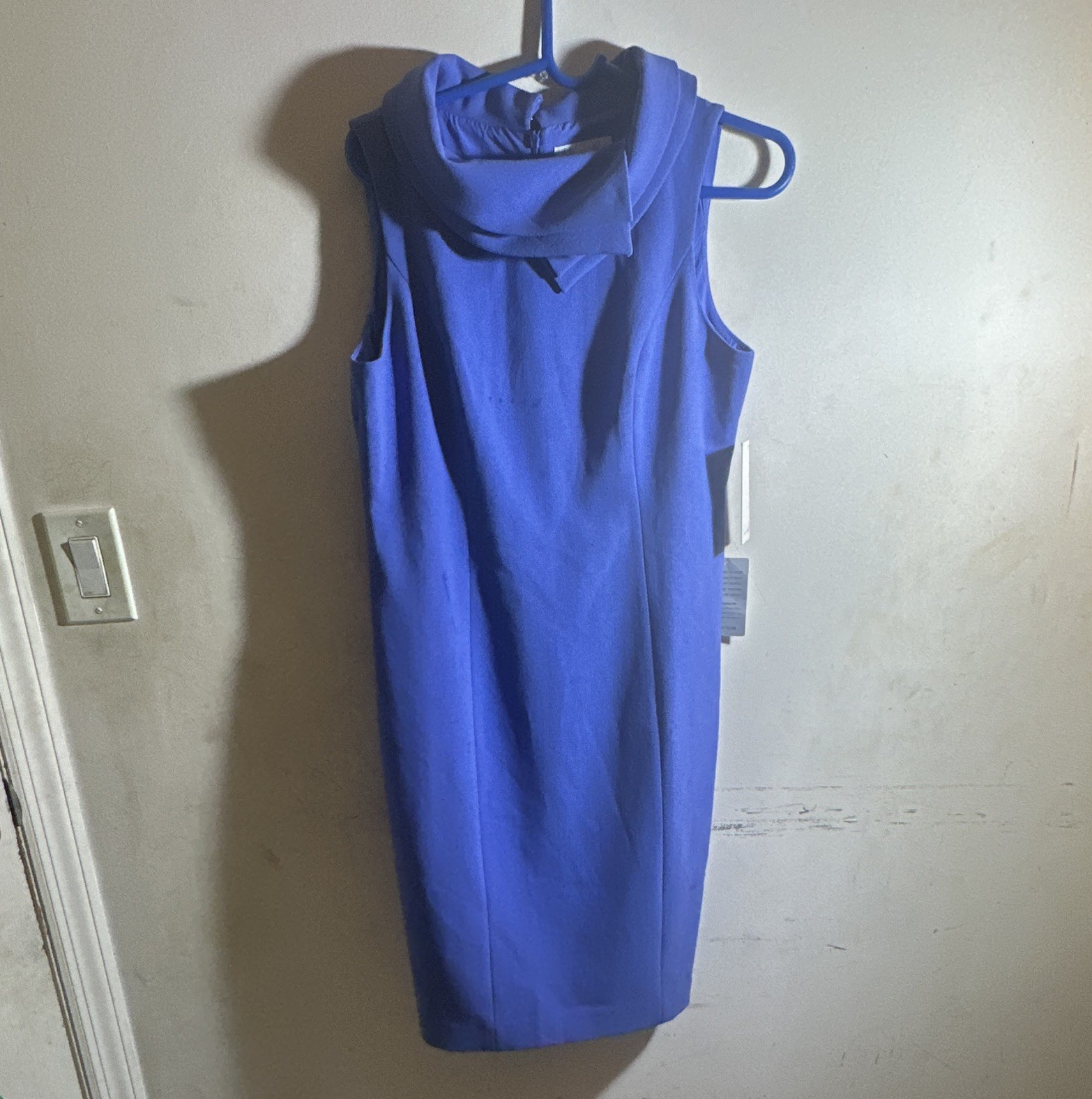Harper Rose Sheath Dress Blue Solid Cowl Neck Sleeveless Knee Length Size 12