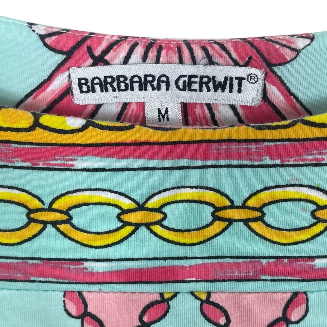Barbara Gerwit Printed Dress Shells Chains Resort Wear Coastal Women’s Sz Medium