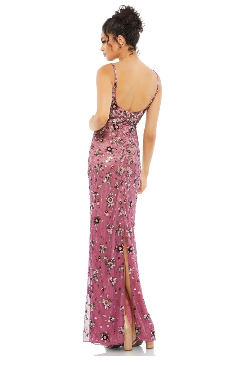 MAC DUGGAL FLORAL EMBELLISHED SCOOP NECK EVENING GOWN 5477 SIZE 14