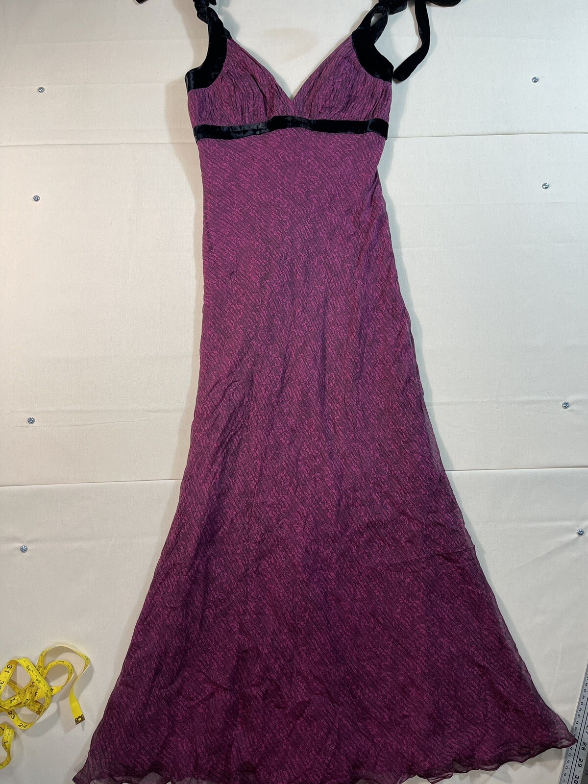 Carmen Marc Valvo Fine Feathers Magenta Strap Sundress Dress Size 4