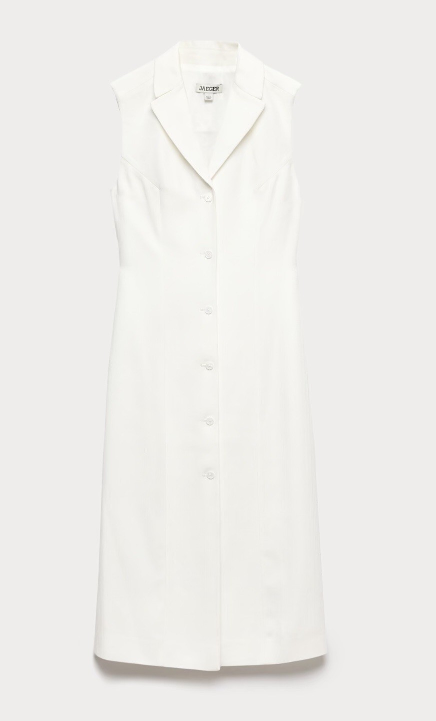 Jaeger Tailored Midi Dress – Button Front – Pale Ivory Colour – Size 12 – BNWT