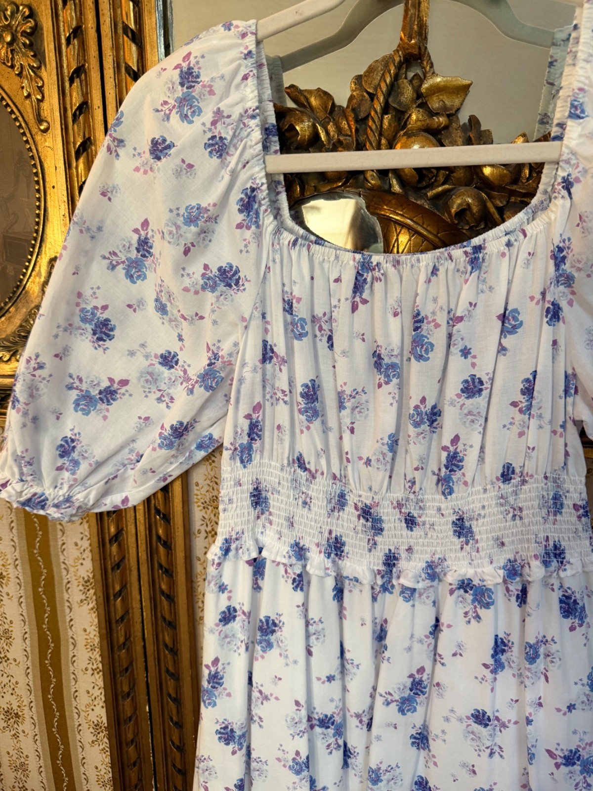 LoveShackFancy x Target Gemma Blue White Floral Maxi Dress XXS P NWOT Cotton