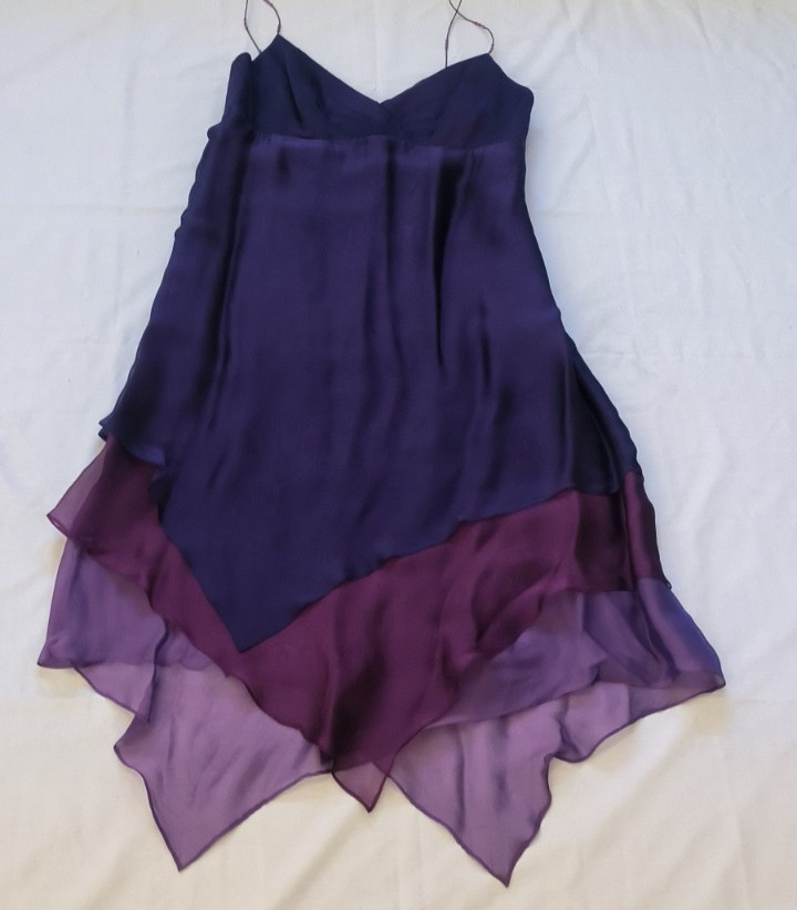 Pheobe Purple Silk Blend Chiffon Sleeveless Handkerchief Dress Sz. 12