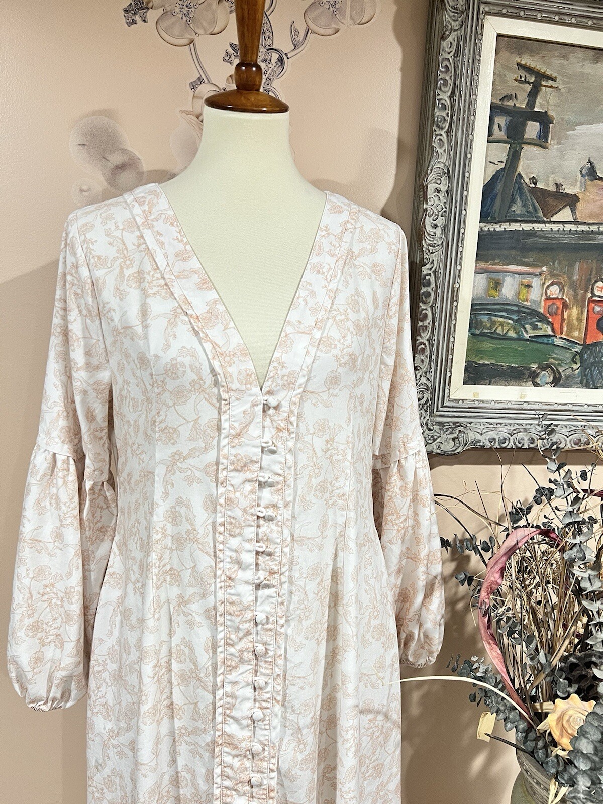 SANCIA The Maryse Long Sleeve Buttons Midi Dress Size M