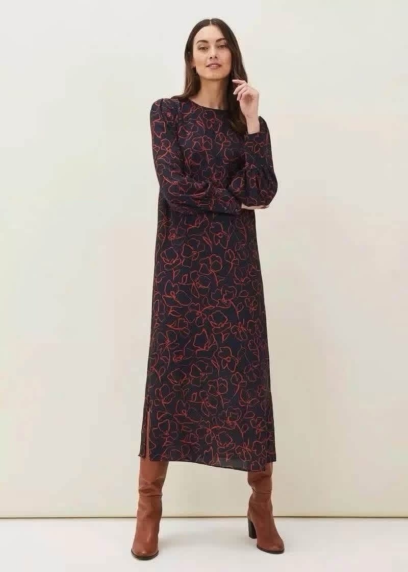 Phase Eight Cosmo Abstract Print Midi Dress – UK 12 Approx. US 8