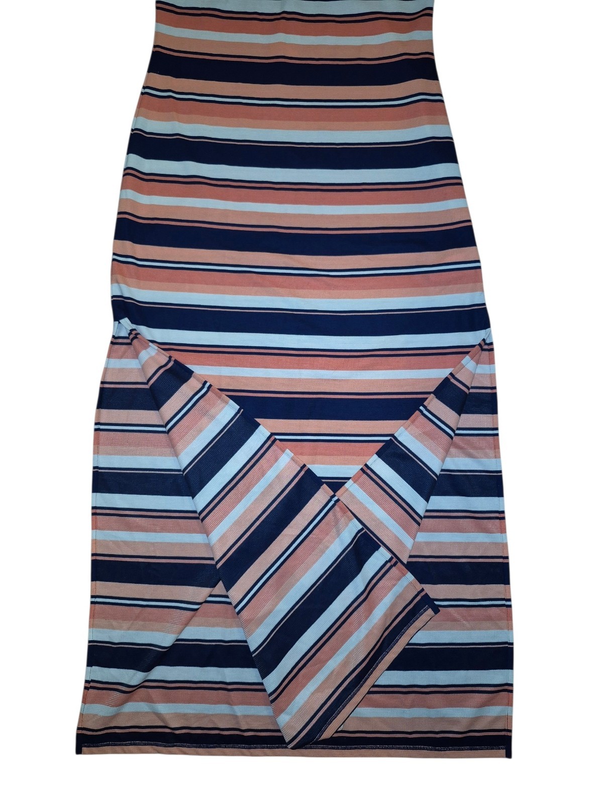 Michael Kors Coral Navy Cream Striped Maxi Tank Dress Size Medium New With Tags