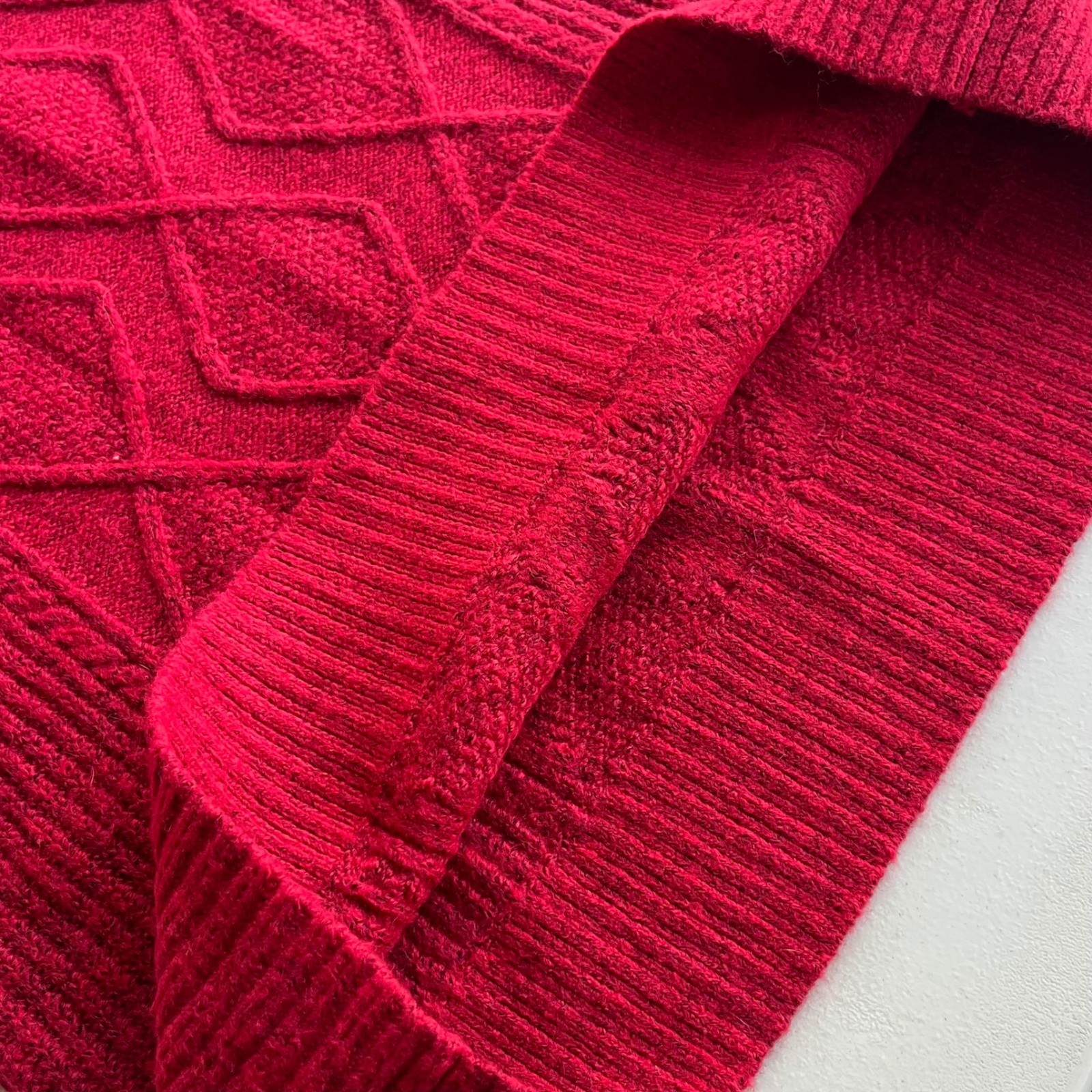 LOFT Women’s Sm. Red Cable Knit Mock Neck Long Sleeve Sweater Dress Cozy Holiday