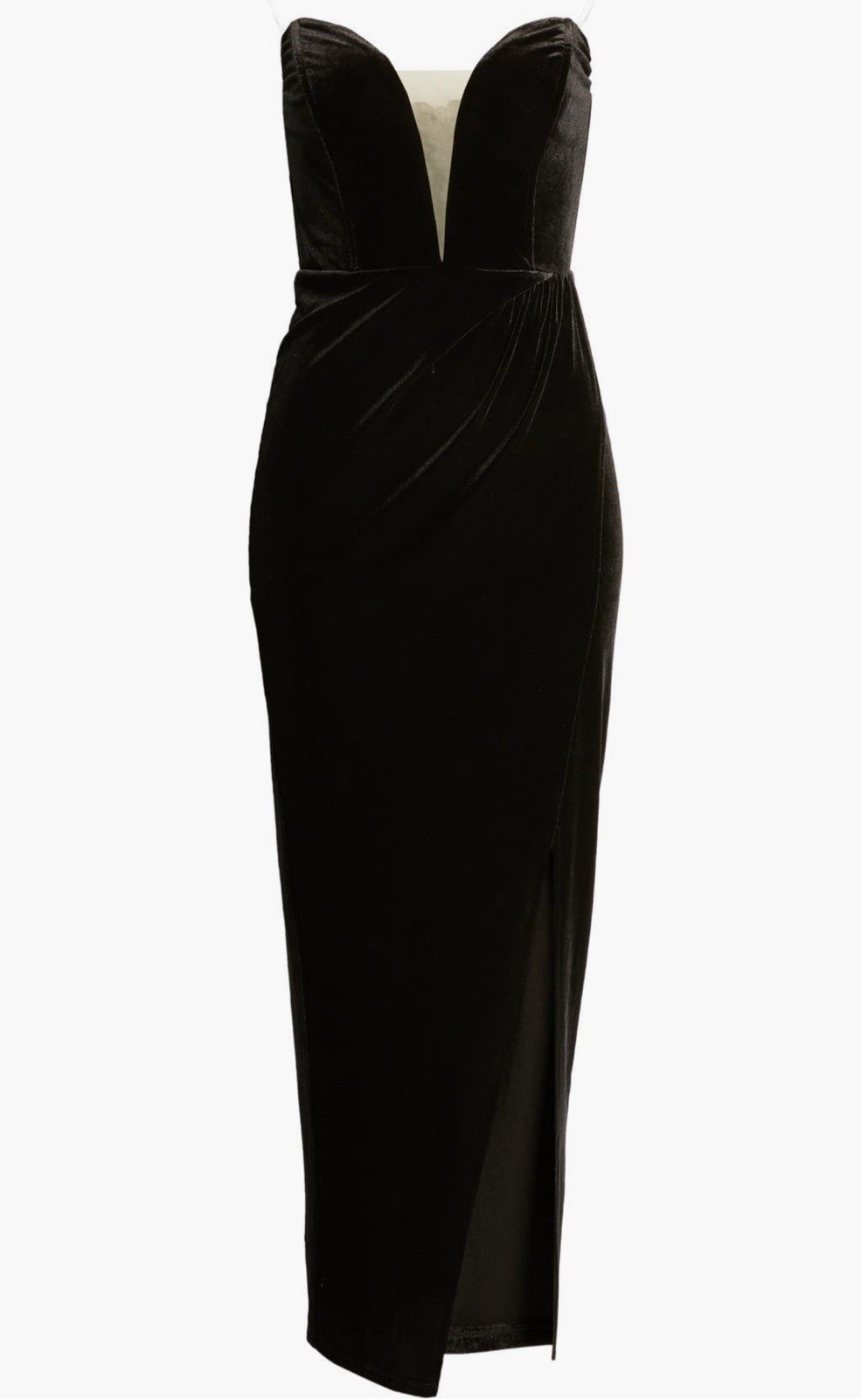 Lulus My Dream Come True Black Velvet Strapless Maxi Evening Dress, Size S