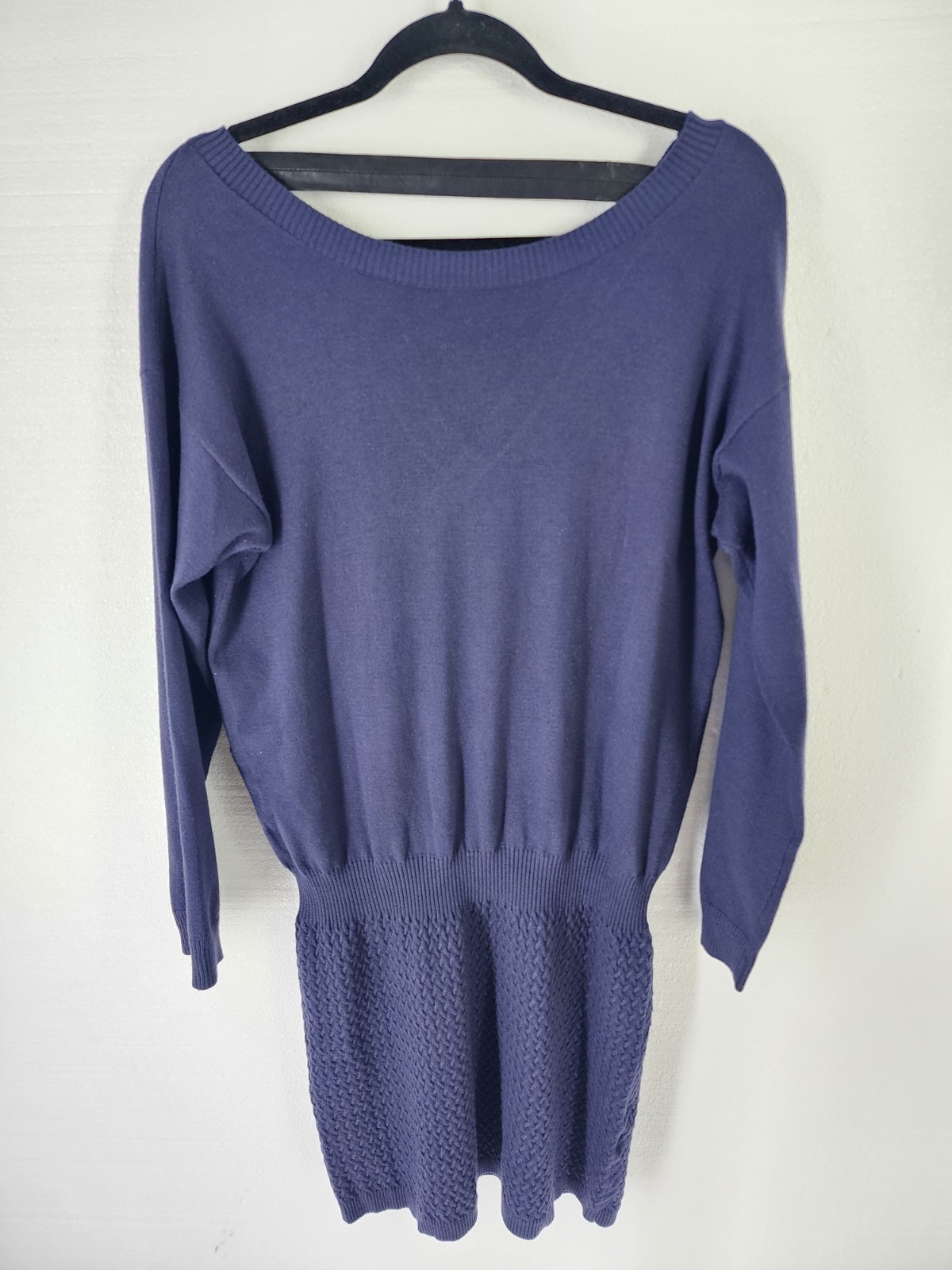 Laundry by Shelli Segal Womens Medium Navy Blue Sweater Dress Long Sleeve