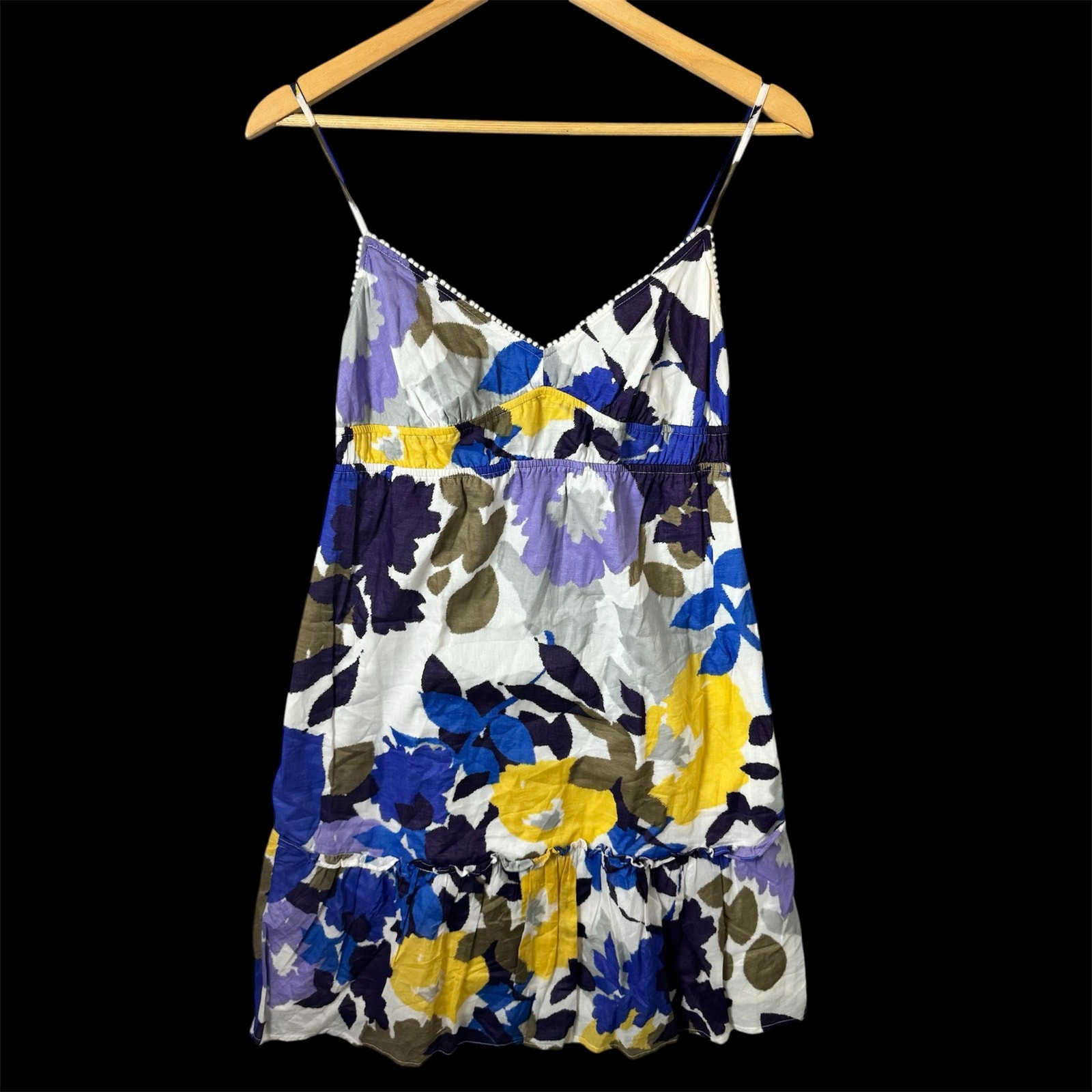 American Eagle Babydoll Dress Womens Size 6 Bold Floral Spaghetti Strap Mini Y2K