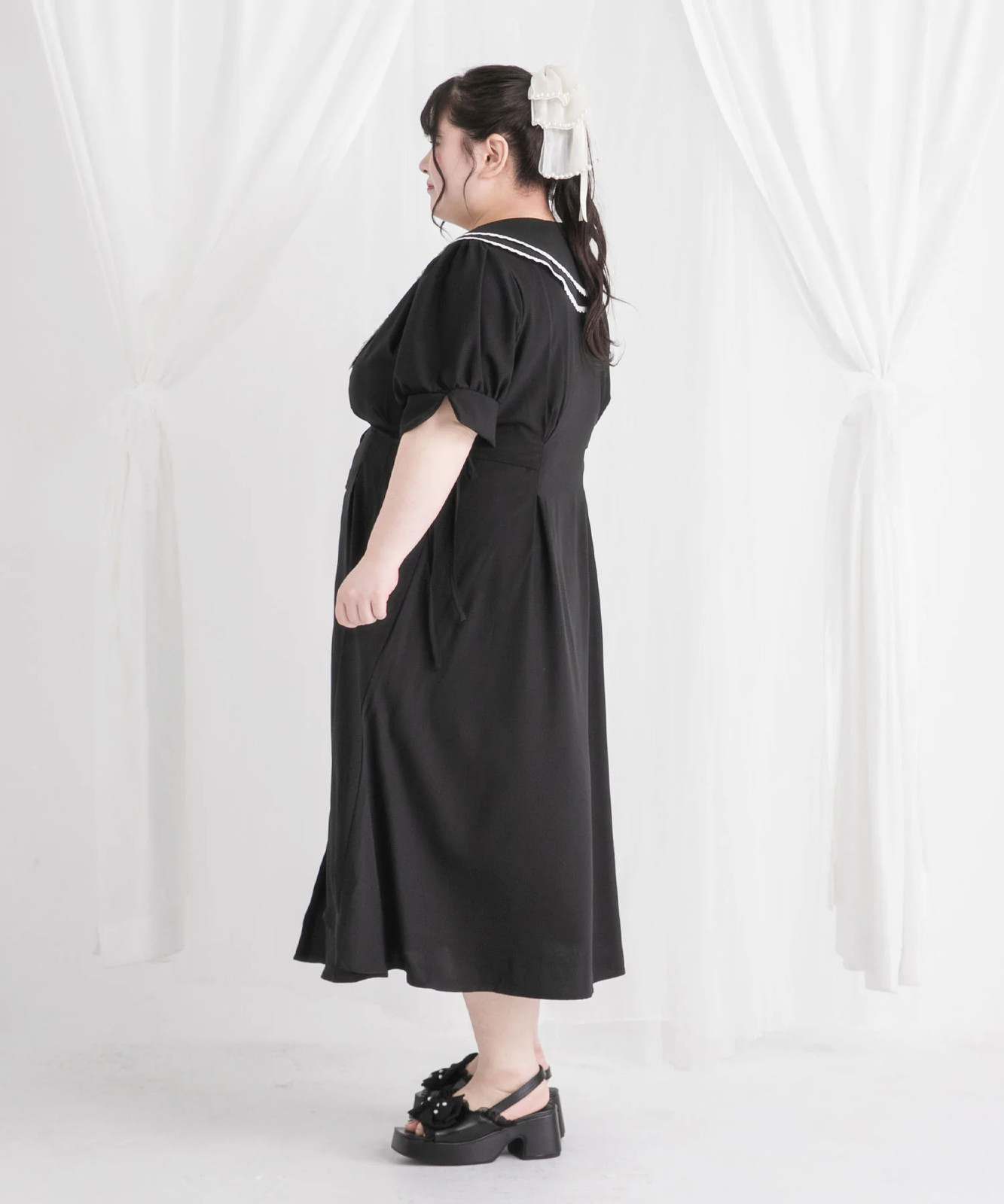 Thanksgiving sale eligible 4L-6L double big collar shirt dress Jirai New