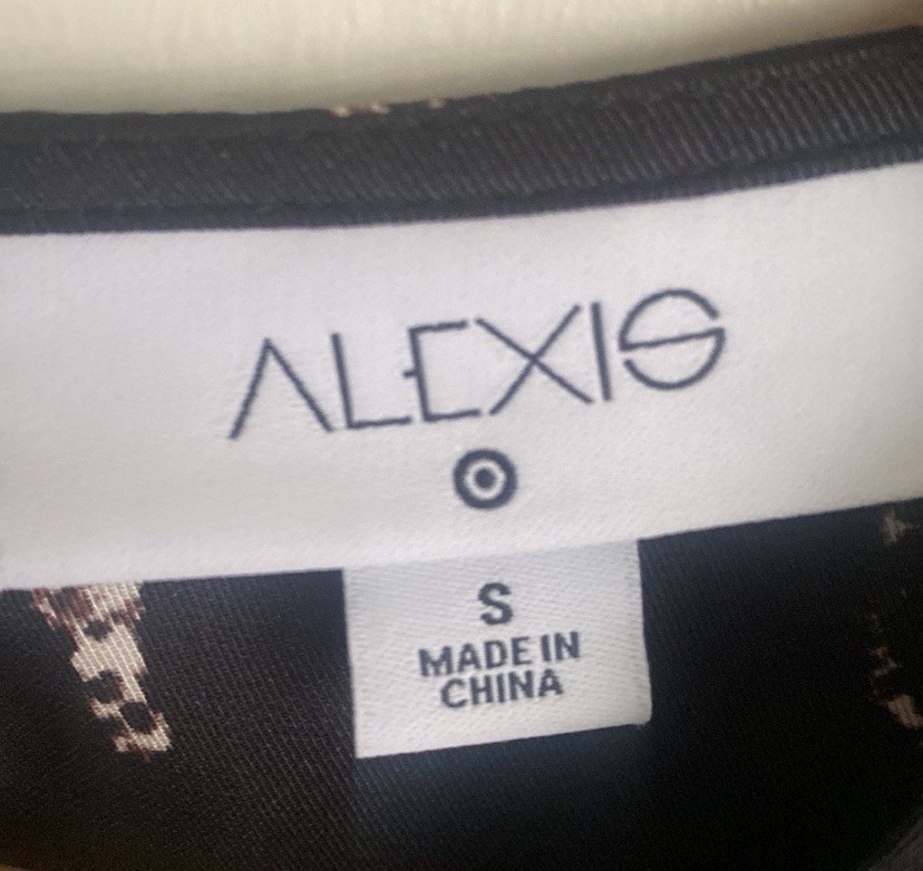 Alexis x Target Ruffle Mini Dress Size S Abstract Print Black & Tan Rope Belt