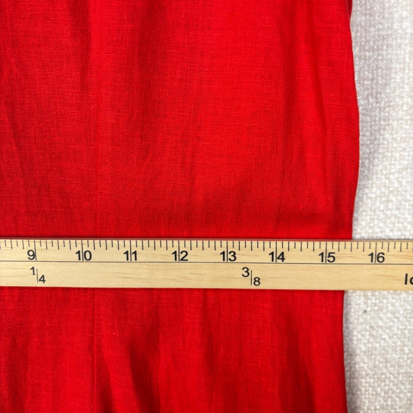 Coldwater Creek Size P8 Red Linen Blend Embroidered Beaded Sheath Midi Dress