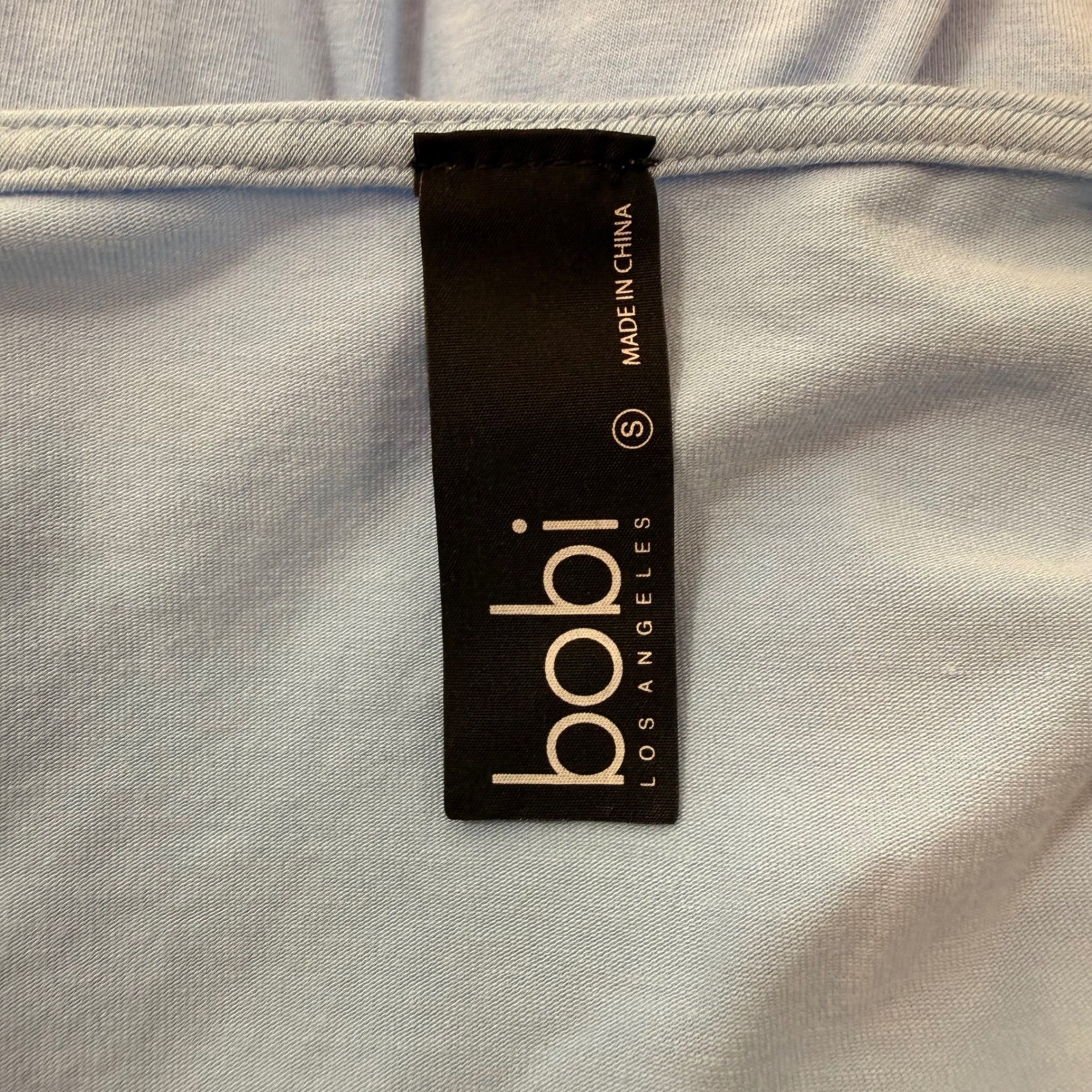 Bobi Los Angeles Womens Light Blue Ruched Faux Wrap V-Neck 3/4 Sleeve Dress Sml