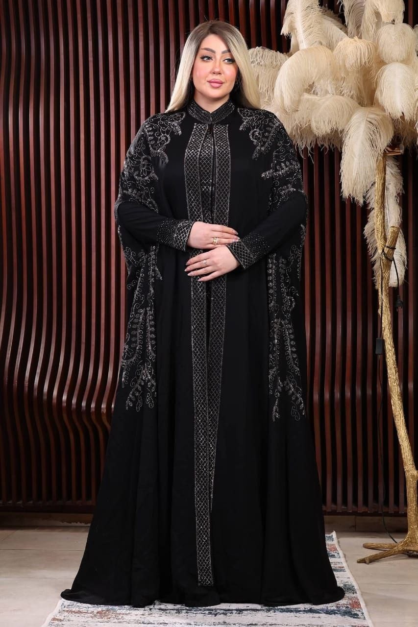 Luxury 2 Piece Chiffon Abaya Robe Set Women Modest Maxi Dress with Polyester In