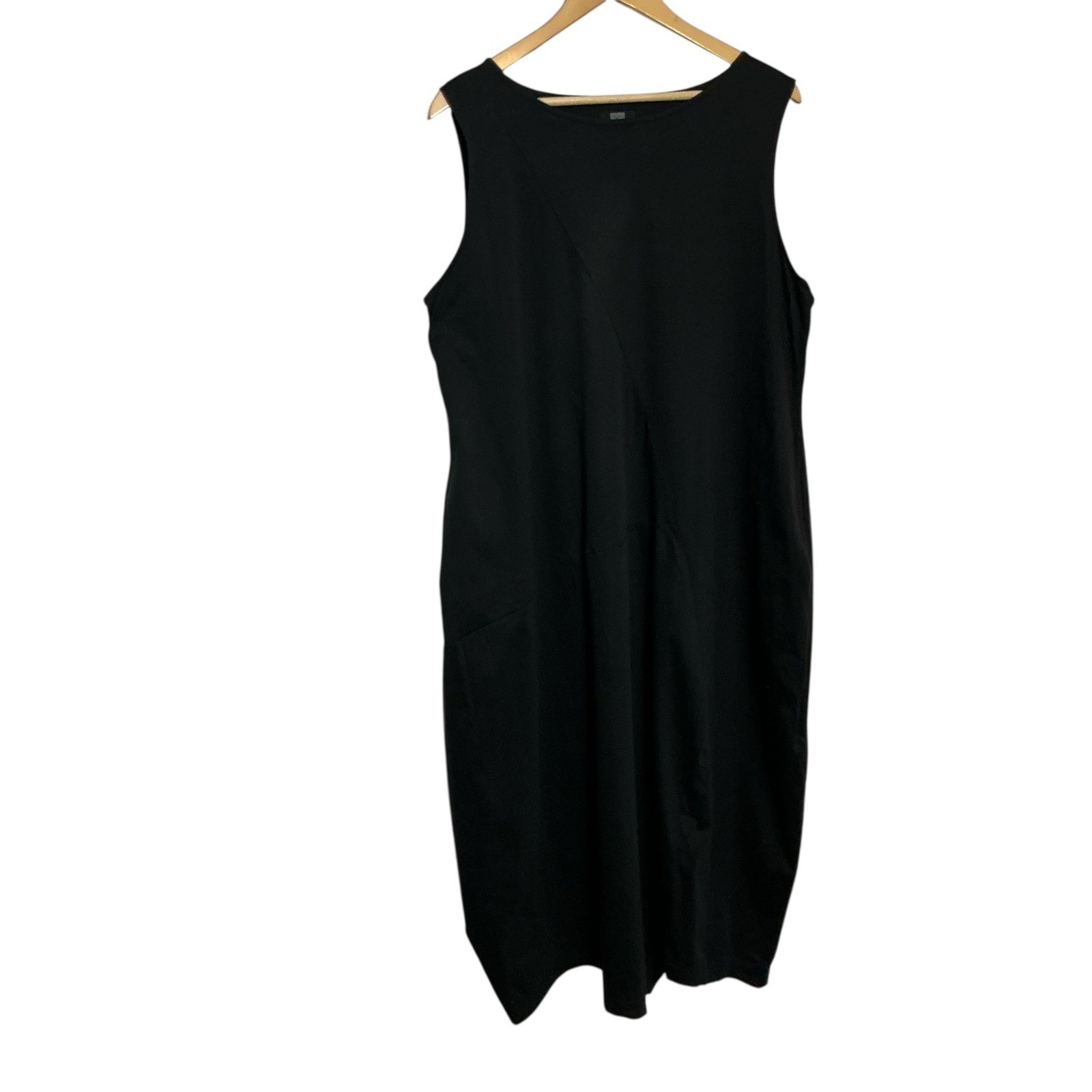 Moyuru Large Black Cotton Tunic Pullover Dress Pockets Japan Lagenlook Relaxed