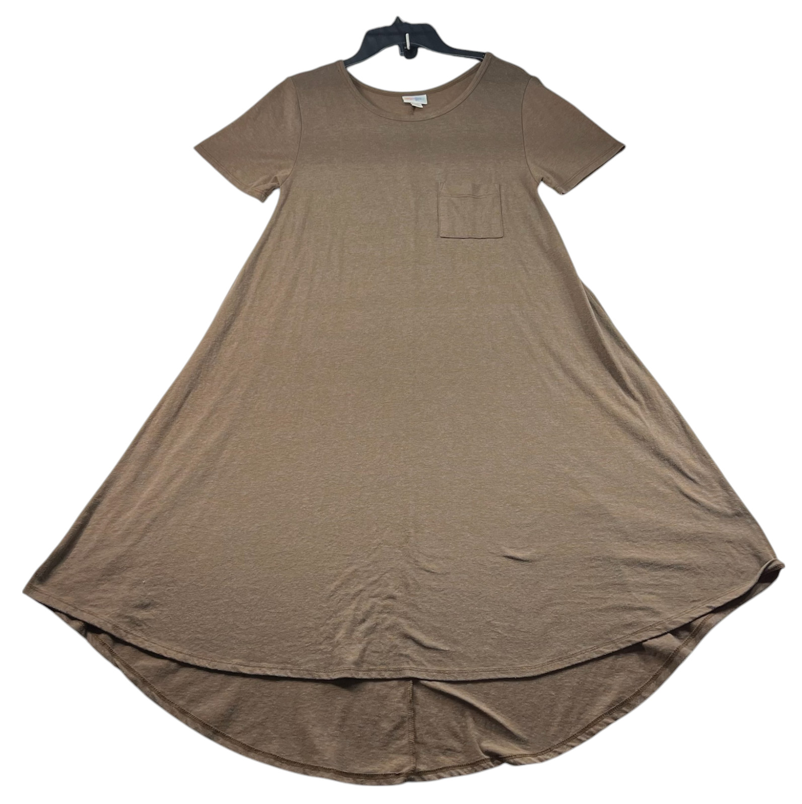 LulaRoe Shirt Dress Womens Size XS Brown Short Sleeve Chest Pocket Stretch