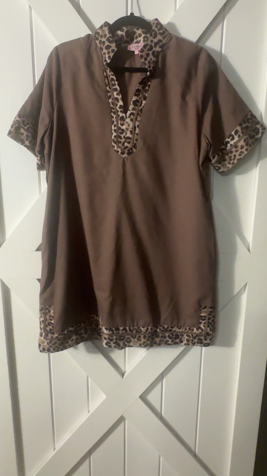 Entro Brown And Cheetah Print Mini Dress