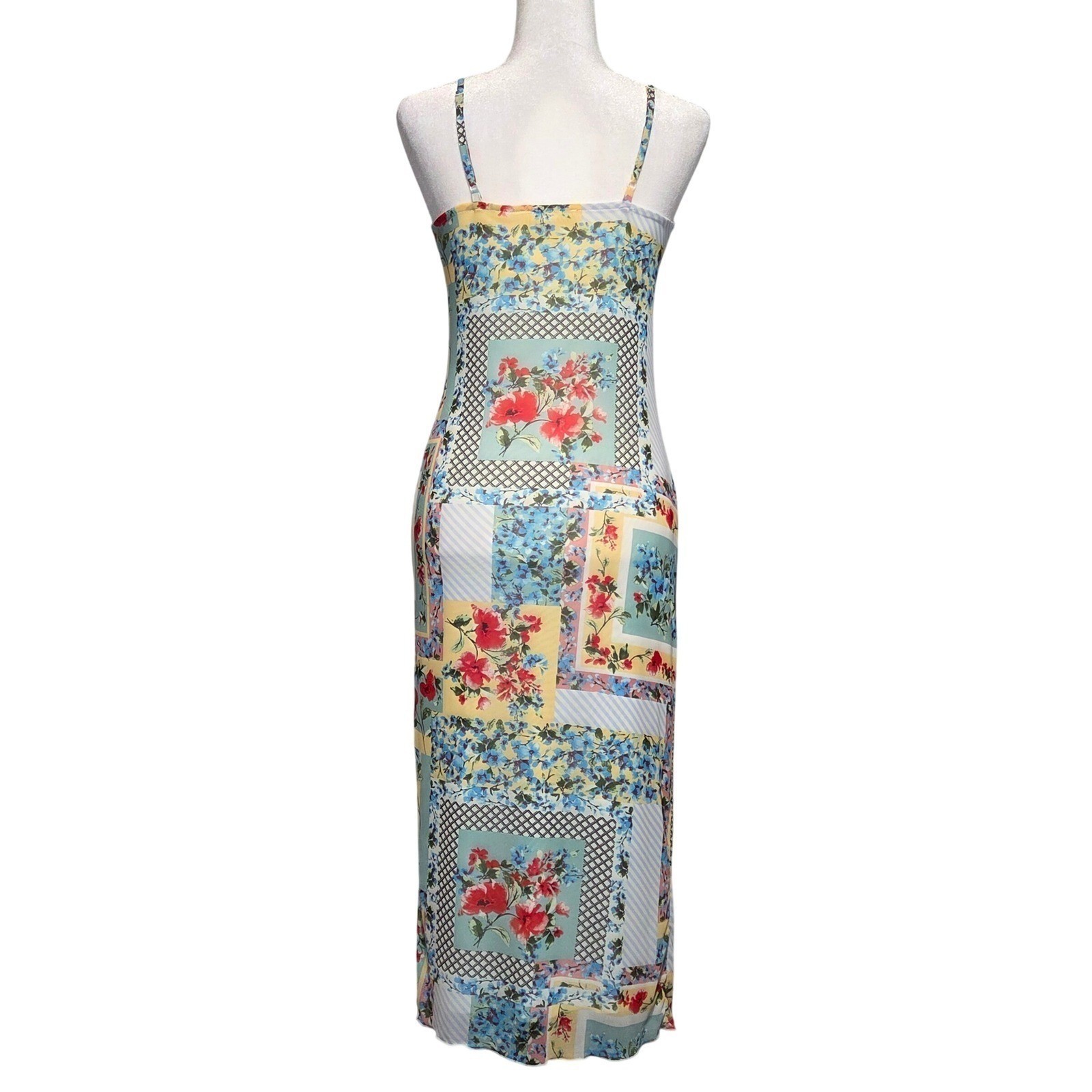 Thirty Thirty Y2K Coquette Patchwork Mesh Midi Slip Dress Floral Feminine Size M