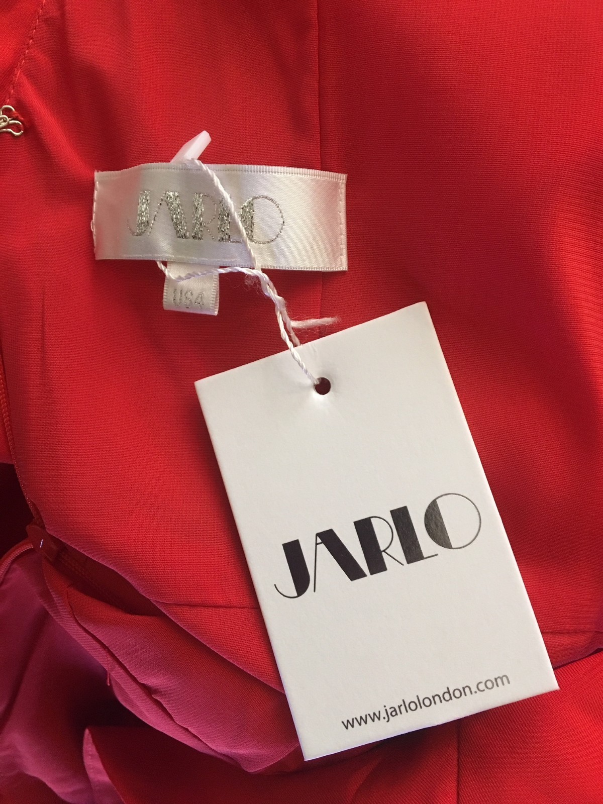JARLO Red Jemima Ruffle Open Back Mermaid Flare Gown w/ Train 4 US = Small M883