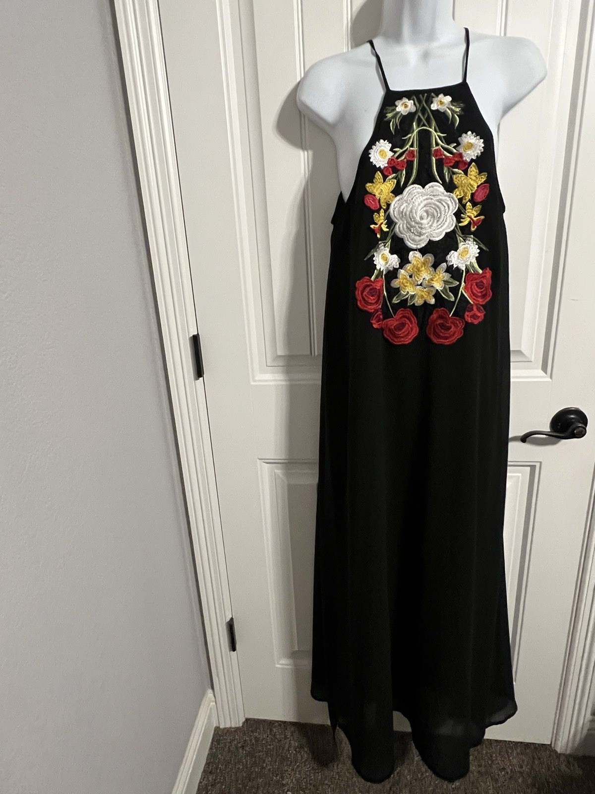 Gianni Bini NEW Short Black Dress w/Sheer Maxi Overlay. High Side Slits. Size S