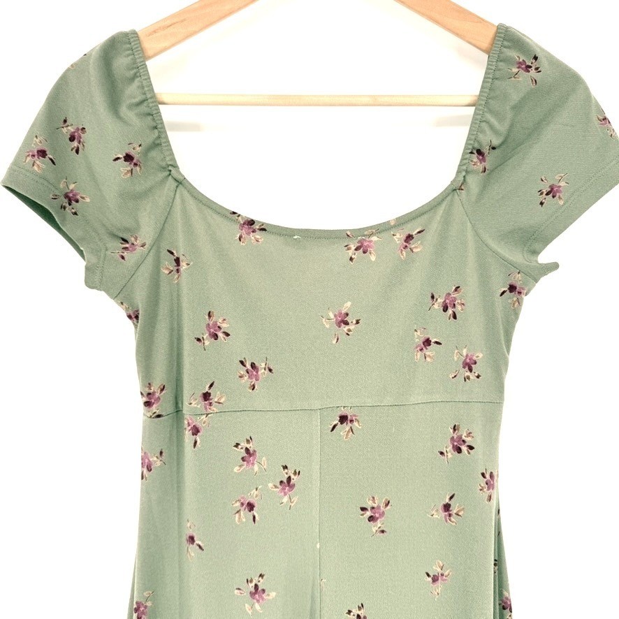 LUSH Sage Green Ditsy Floral Twist Front Sweetheart Dress Small Cottage Coquette