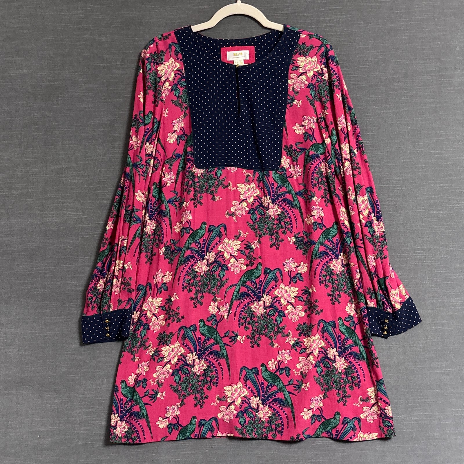 Maeve Anthropologie Dress 10 Pink Blue Floral Boho Tunic Cottage Shift