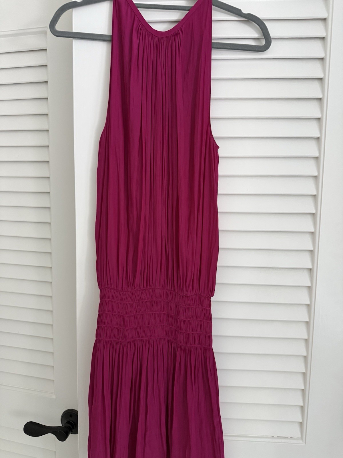 Ramy Brook New York Pink Solid Pleated Halter Sleeveless Mini Dress M