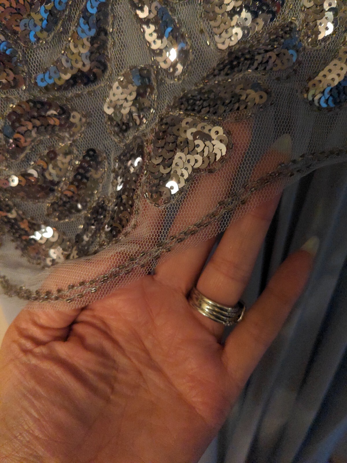 Pretty Guide 1920’s Dress Sequined Gatsby Inspired S Trumpet Illusion Neck NWT