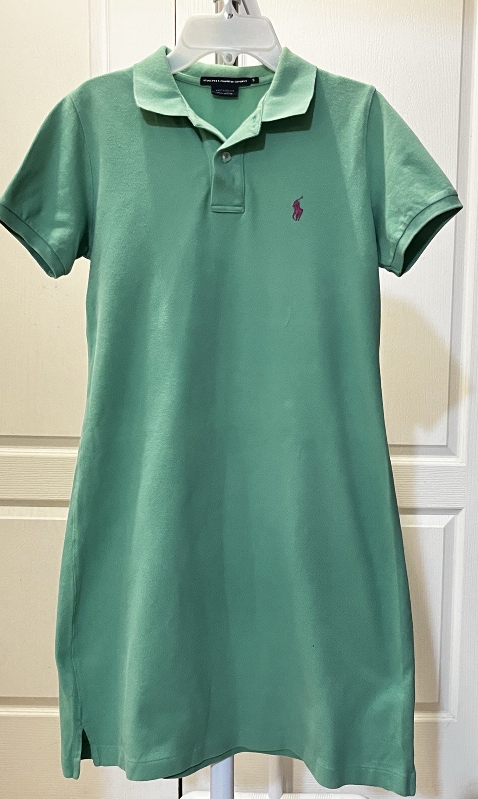 Ralph Lauren Sport Green Cotton Piqué Polo Shirt Dress Logo Collared Size S