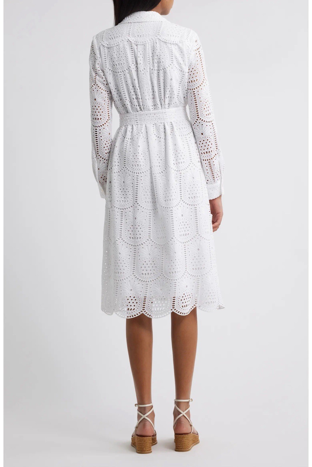 Lilly Pulitzer White Eyelet Eira Midi Shirt Dress Size 0 with Self Tie