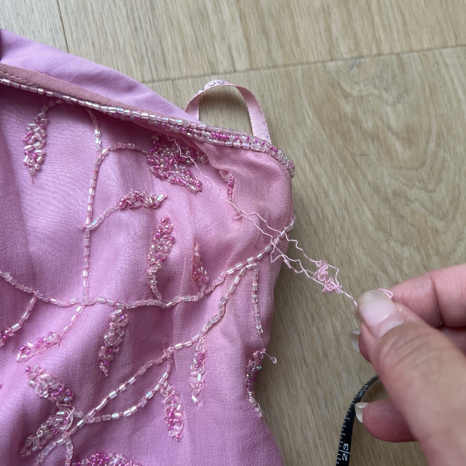Scala bubblegum Pink Beaded Embroidered Chiffon Floral Long Gown Dress Womens 3X