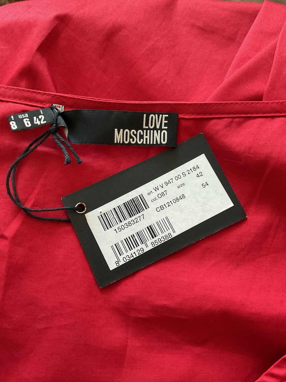 Love Moschino Red Front Twist V- Neck Sleeveless Cocktail Dress IT 42 US 6