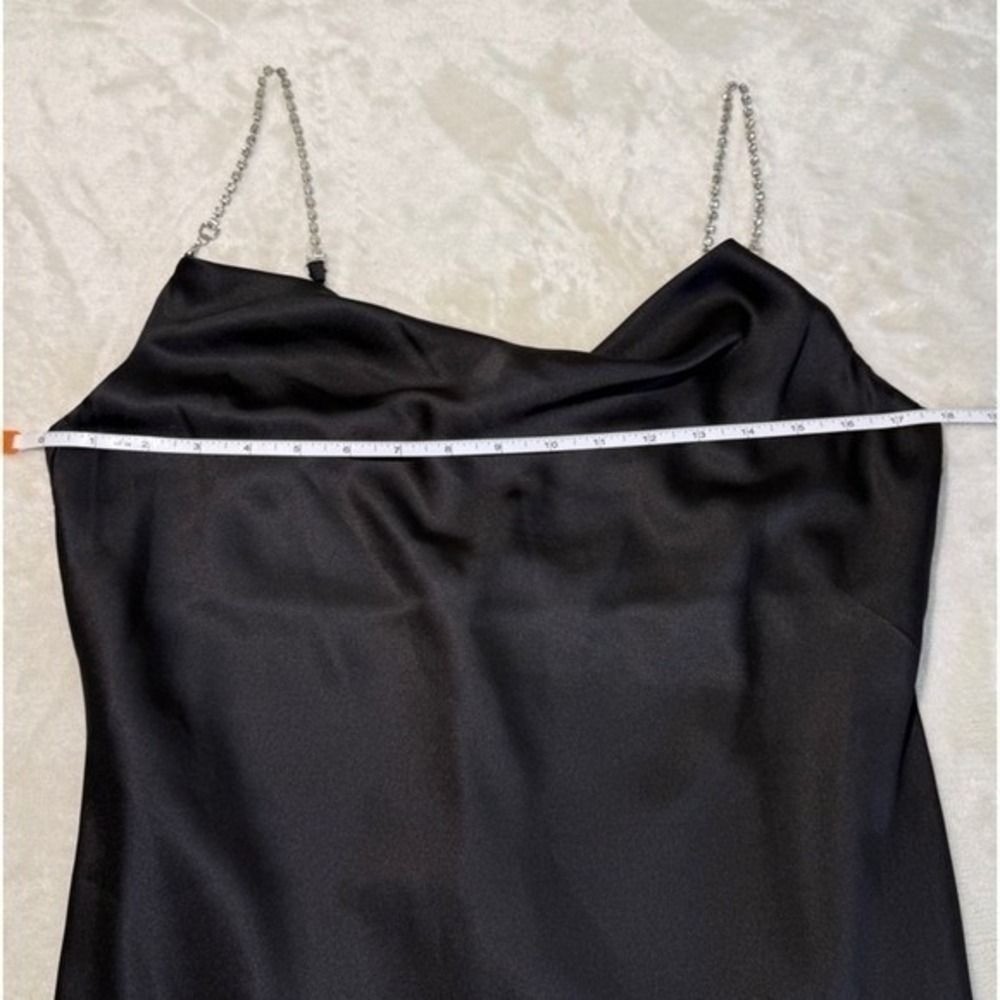 Black Satin Mini Dress Rhinestones Sparkle Bachelorette Party Sorority Medium