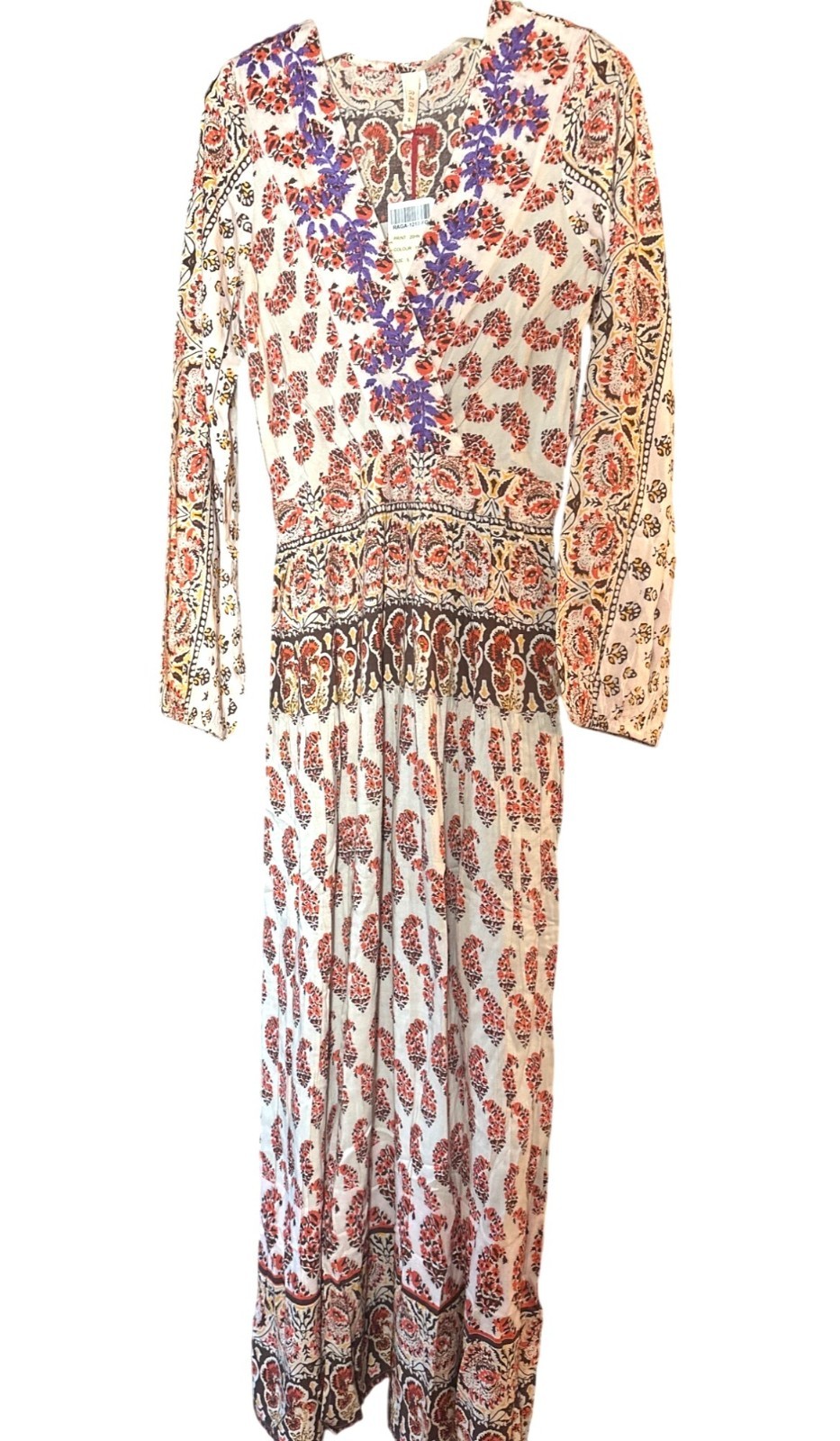 Raga Blooming Trails Floral Paisley Split Front Maxi Dress S V-Neck Boho Anthro