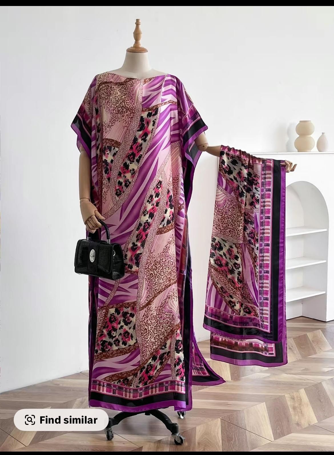 Caftan Dress One Size with Multiple Colors One Size Fits Most Mumu W Scarf Silky