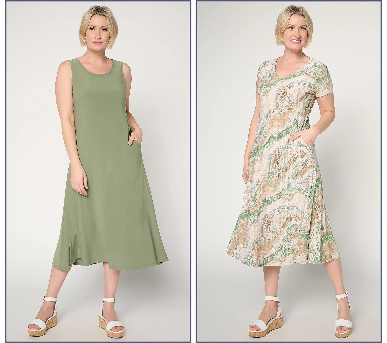Attitudes by Renee Como Jersey Midi Dresses-Cypress Safari-Tall Small A723697