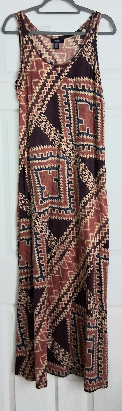 Chaps Dress Women’s Size XL Sleeveless Maxi Pullon Western Tribal Pre-owned