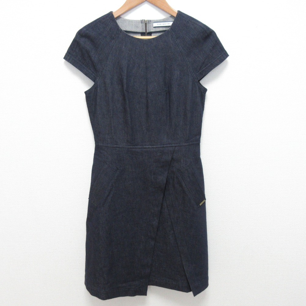 FOXEY NEW YORK Short-Sleeve Denim Dress 35810 Size 38 Indigo Women USED
