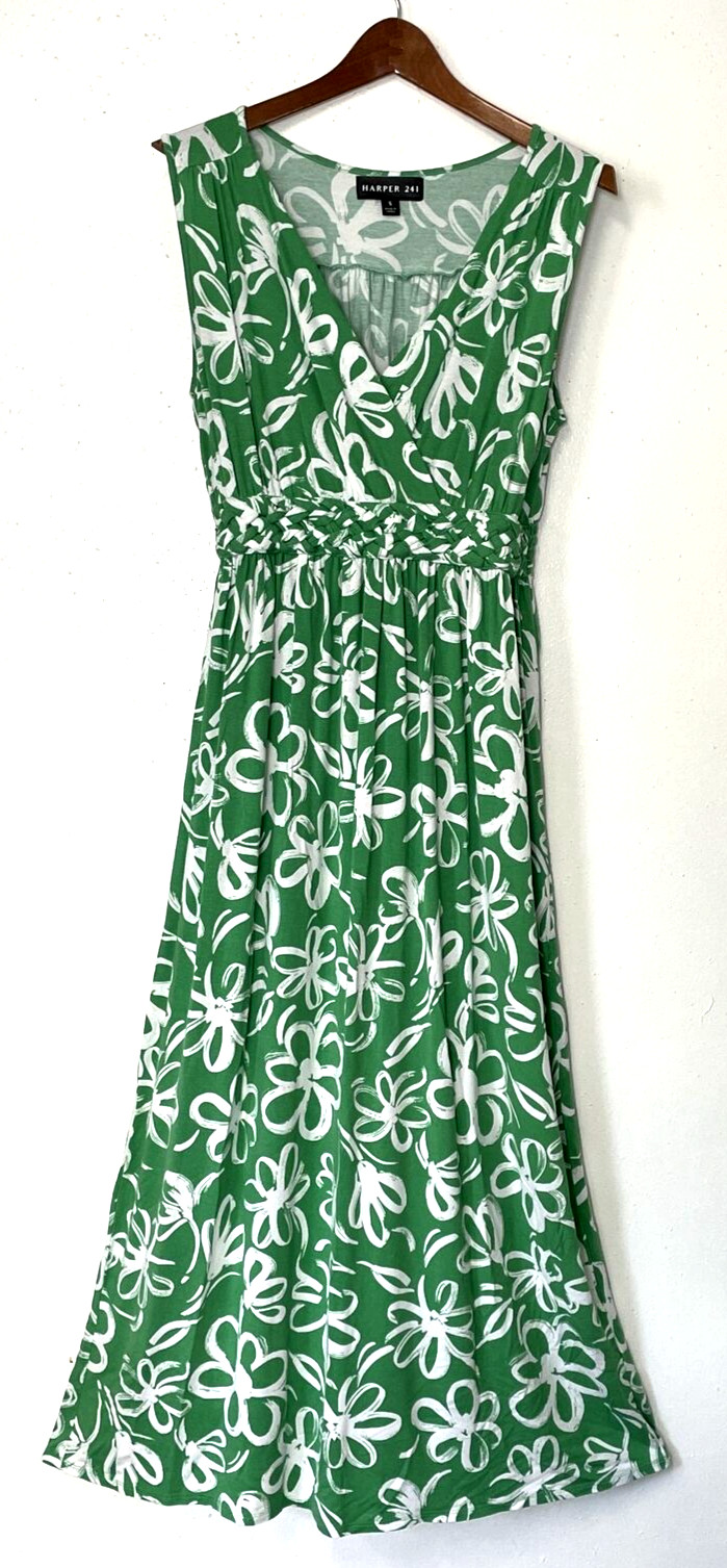 Harper 241 Green & White Maxi Sundress Size M (tagged S, check measurements!)