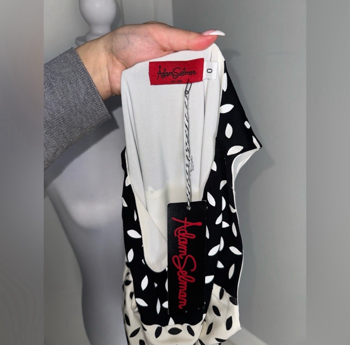 Adam Selman Black & Ivory Patterned Column Maxi Dress/Size 0