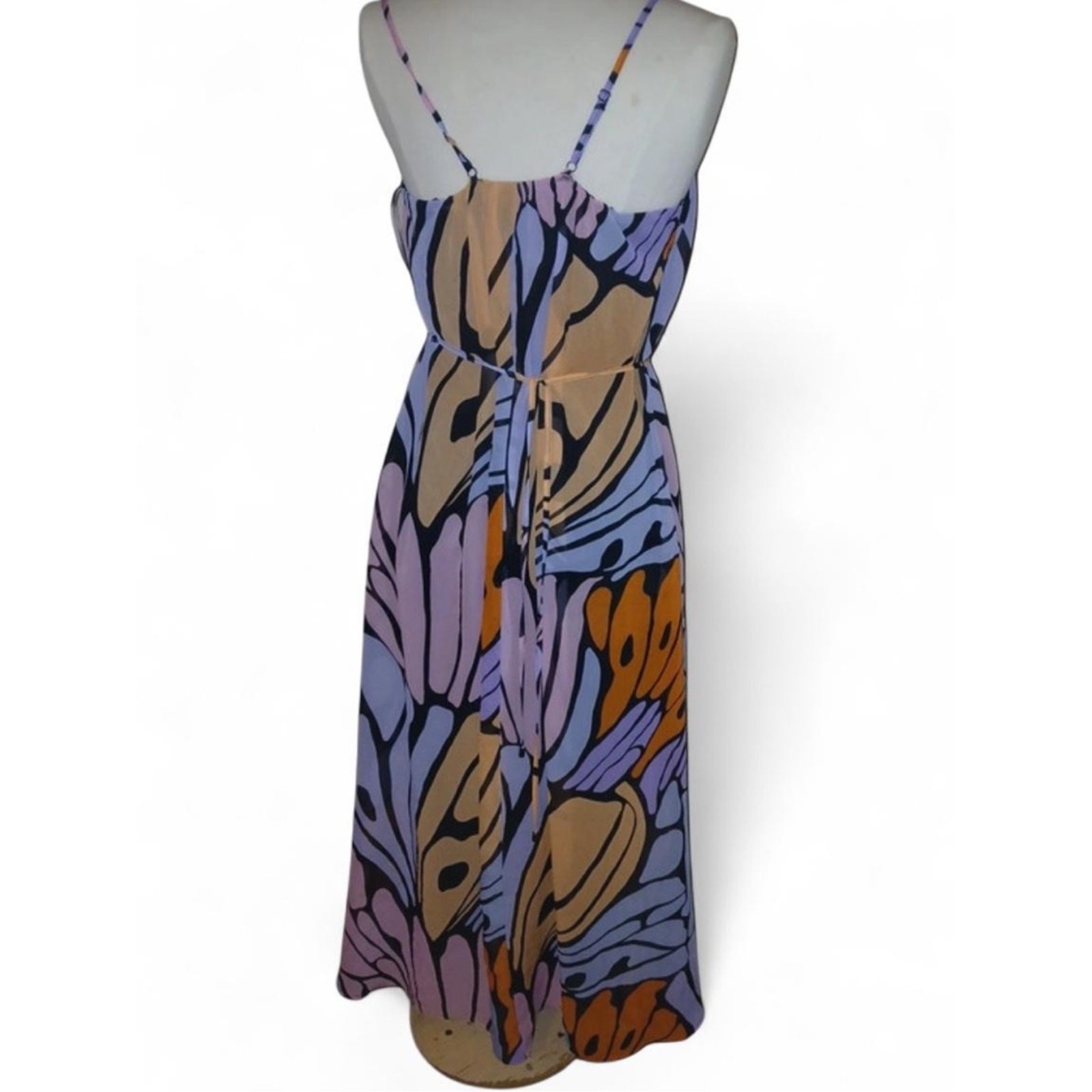 Sam Edelman Butterfly Print Trapeze Maxi Dress, Lightweight chiffon. Size L