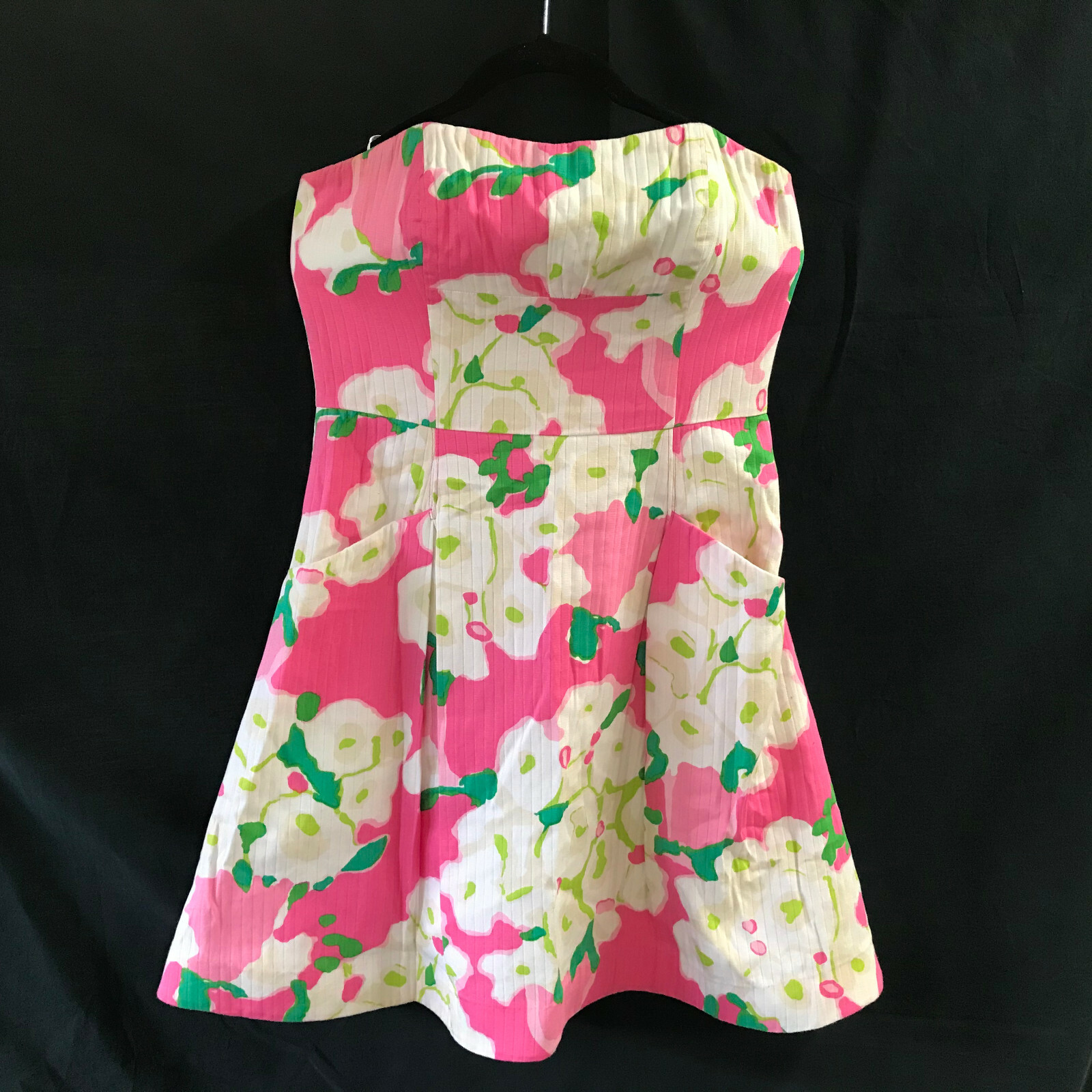 Lilly Pulitzer Pink it Can Be Arranged Blossom Strapless Dress Size 6
