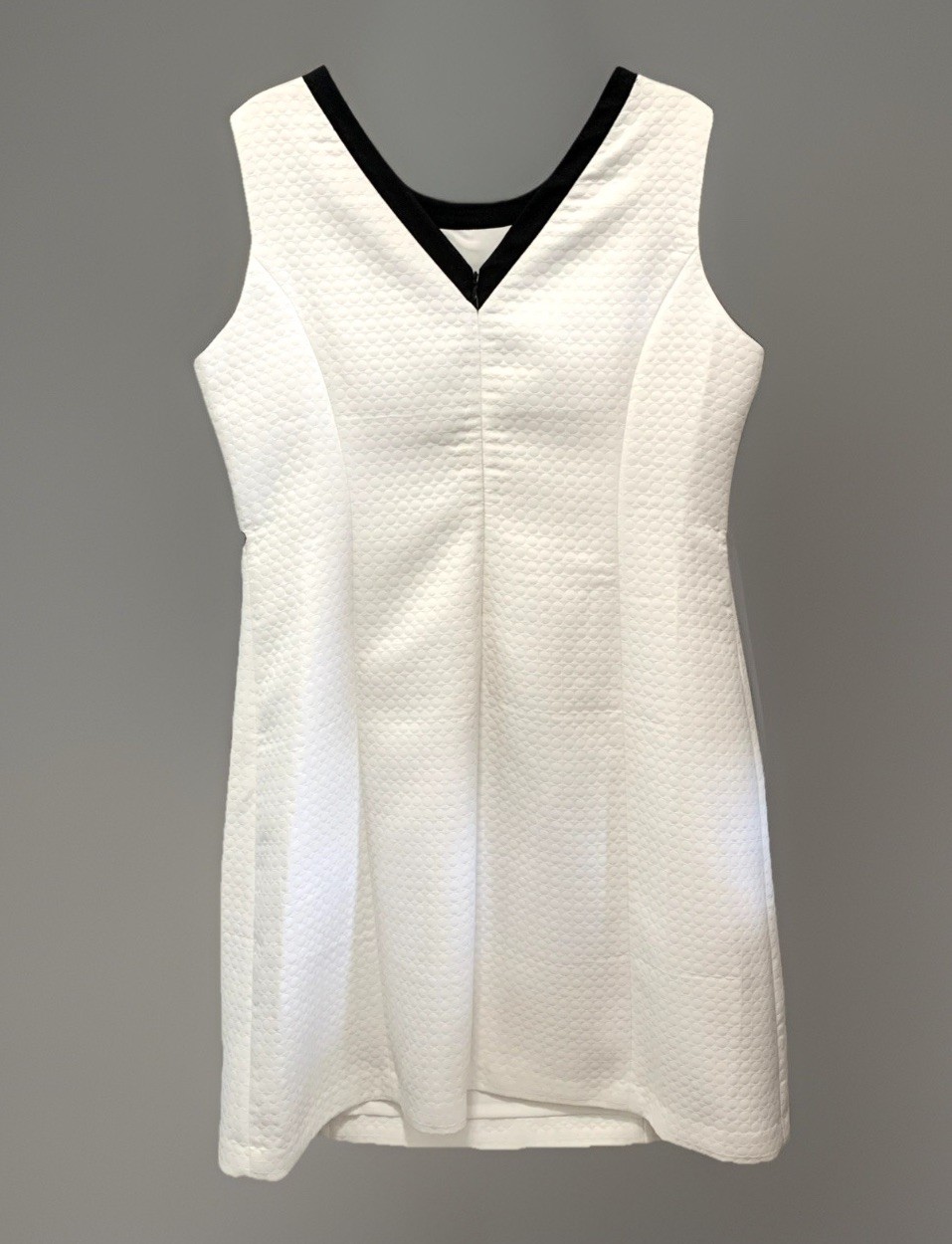 Jones New York White Quilted Sheath Dress Classic Sleeveless Lined Zip, 16 NWT!