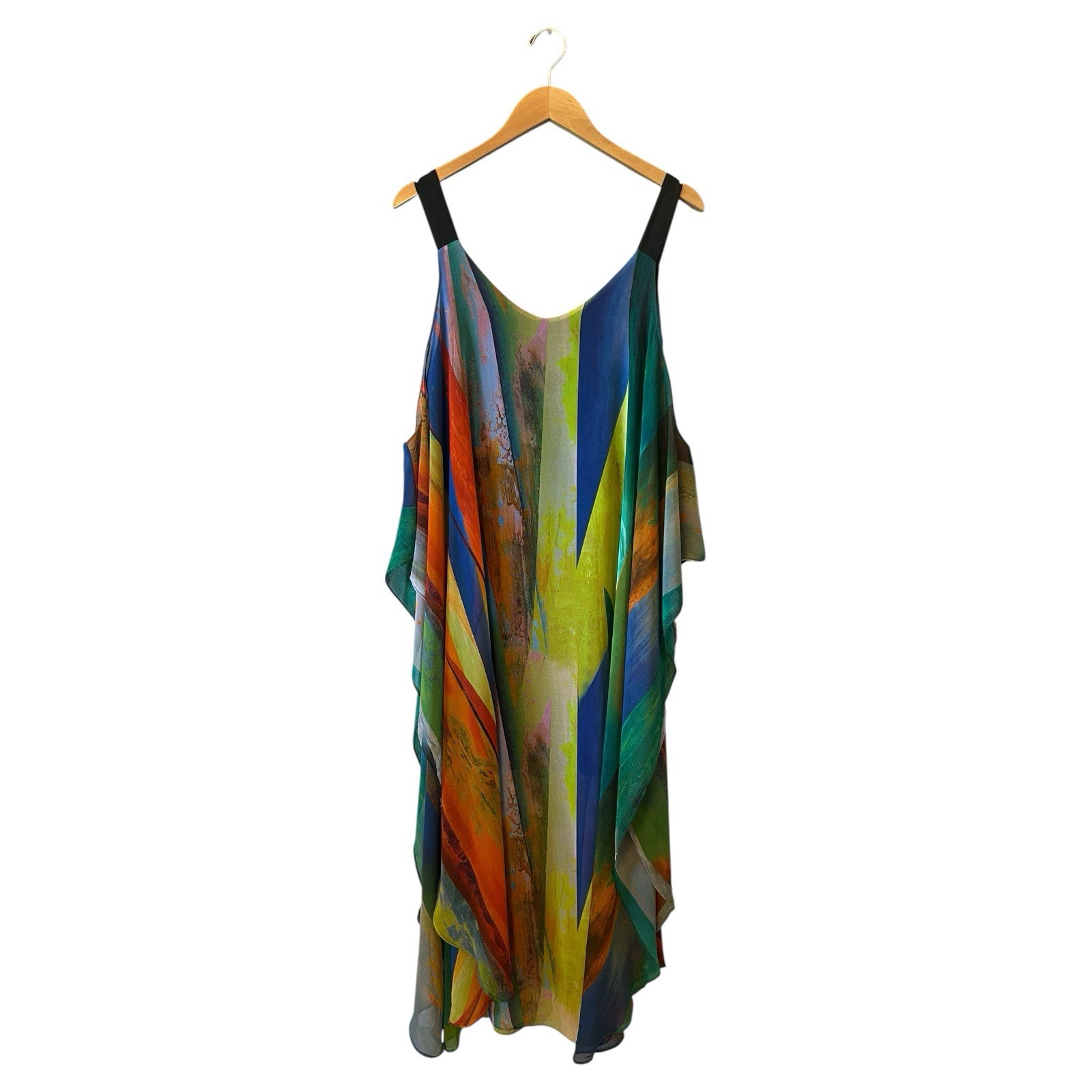 RADZOLI Multicolor Abstract Boho Arty Tank Maxi Dress Medium Built-In Blk Tank
