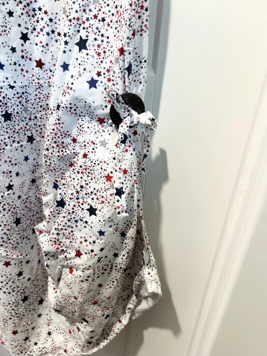 King Universal Patriotic Star Print Cotton Dress XXL Red White Blue Tie Sides