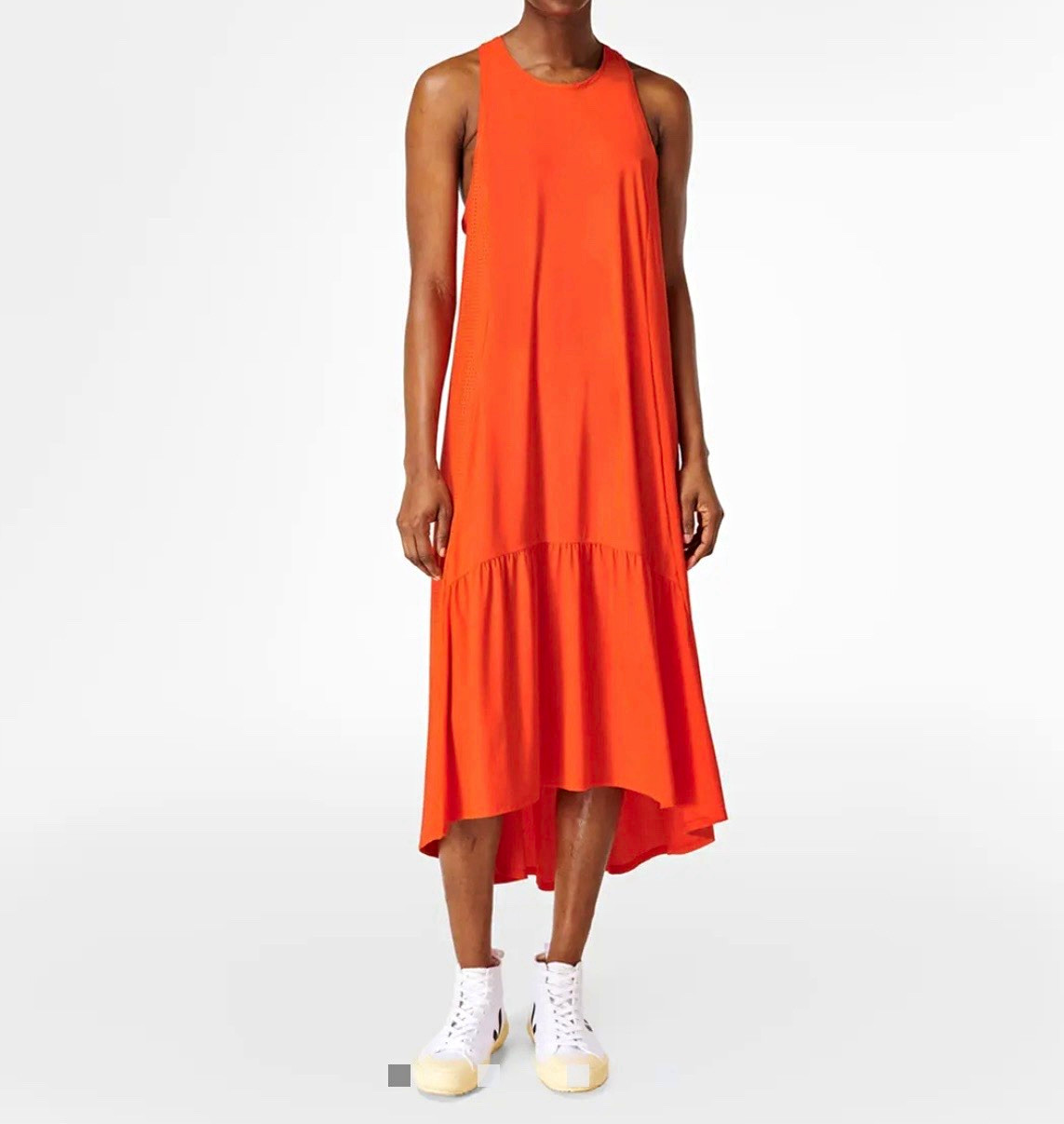 Sweaty Betty Women’s Size S Orange Midi Tank Dress Crew Neck Racerback Stretch